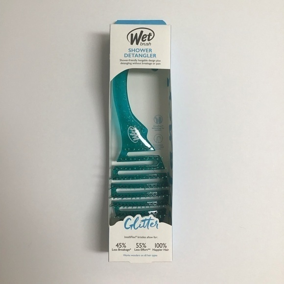 NEW Wet Brush GLITTER AQUA Shower Hanger Detangler Bristles Beach Pool - Picture 5 of 16